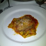 Duck-filled pasta in red sauce at Babbo. 16.06.12