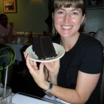 With the fantastic chocolate cake at Sylvia's. 17.06.12